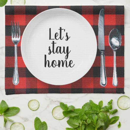 Diner setting op Buffalo Plaid Theedoek (Gevouwen)