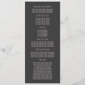 Diner Setting, Restaurant Slimline Menu (Achterkant)