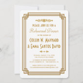 Dîner simple Art déco blanc Invitations (Devant)