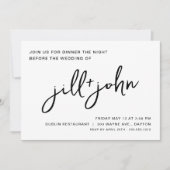 Dîner simple de répétition Mariage Invitation (Devant)