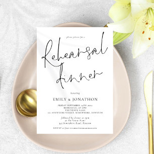 Dîner simple de répétition Mariage Invitation