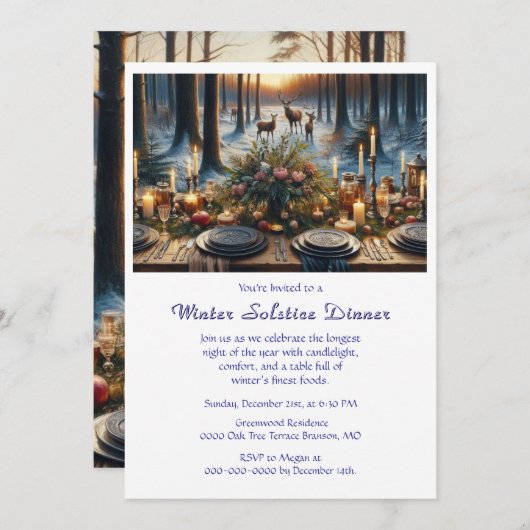 Dîner Solstice d'hiver Invitation (Devant / Derrière)
