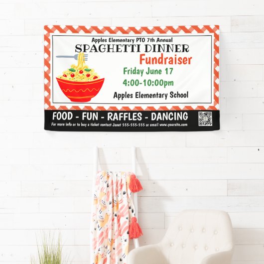 Dîner Spaghetti Collecte de fonds PTO PTA Bannière (En situation)