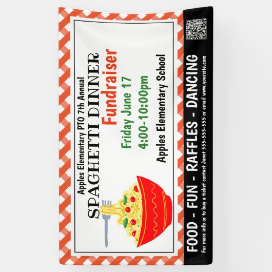 Dîner Spaghetti Collecte de fonds PTO PTA Bannière (Vertical)