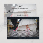 Diner stijl bruiloft paar RSVP Kaartje (Voorkant / Achterkant)