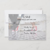 Diner stijl bruiloft paar RSVP Kaartje (Achterkant)