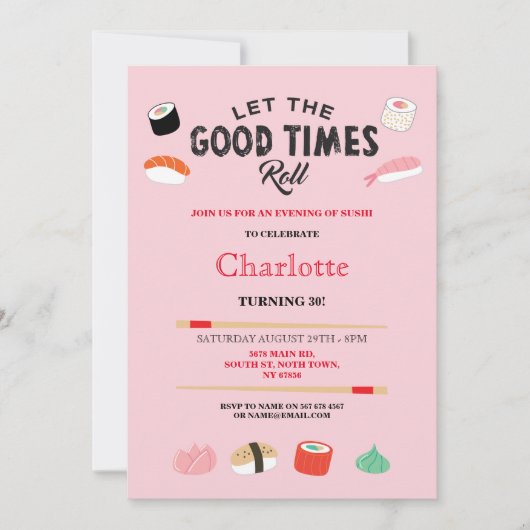 Dîner Sushi Déjeuner Japonais Invitation de fête d (Devant)