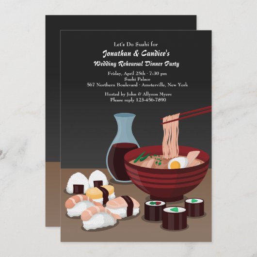 Dîner Sushi Invitation (Devant / Derrière)