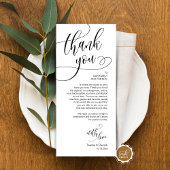 Diner Tafelkaart Bedankt, Modern Script Kaart