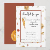 Dîner Thankesgiving invitation aquarelle personnal (Devant / Derrière)