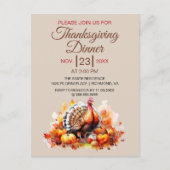 Dîner Thanksgiving Aquarelle Turquie Invitation (Devant)