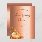 Dîner Thanksgiving citrouille invitation cuivre (Devant / Derrière)