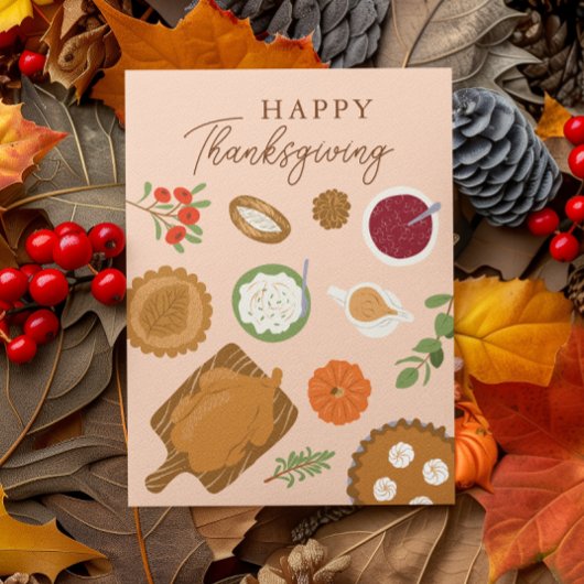 Dîner Thanksgiving Fête Carte de voeux rose