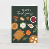 Dîner Thanksgiving Fête Carte de voeux verte (Devant)