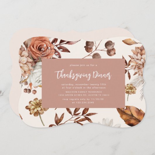 diner Thanksgiving herfstgebloedschap Kaart (Voorkant / Achterkant)