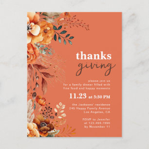 Dîner Thanksgiving invitation florale