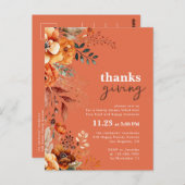 Dîner Thanksgiving invitation florale (Devant / Derrière)