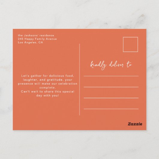 Dîner Thanksgiving invitation florale (Dos)