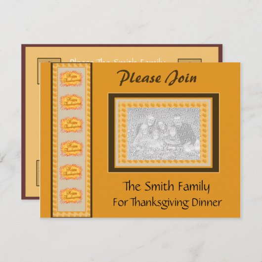 Dîner Thanksgiving - Invitation photo (Devant / Derrière)