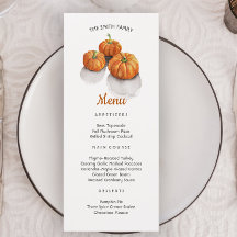 Dîner Thanksgiving Menu Citrouille Peint
