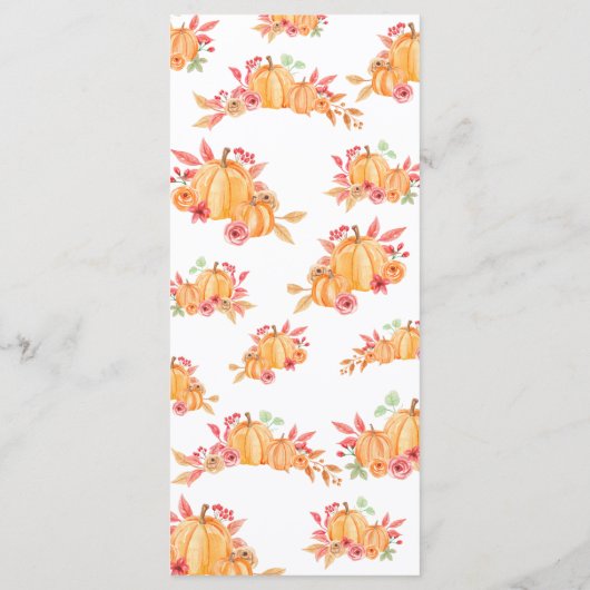 Dîner Thanksgiving Menu Floral Citrouille (Dos)