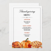 Dîner Thanksgiving Menu Invitation, Thanksgiving (Devant / Derrière)