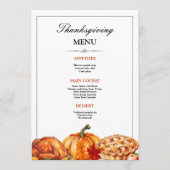 Dîner Thanksgiving Menu Invitation, Thanksgiving (Devant)