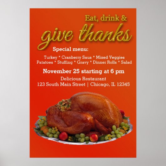 diner Thanksgiving Poster (Voorkant)