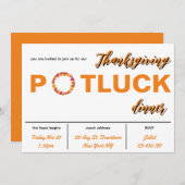 Dîner Thanksgiving Potluck Invitation (Devant / Derrière)