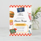 Diner Thème Baby shower Invitation (Debout devant)