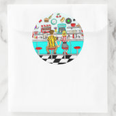 Diner uit 1950 | Handen voor paren Ronde Sticker (Tas)