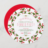Dîner vert et rouge en couronne de Noël Invitation (Devant / Derrière)