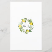 Dîner vert Lemony Menu Mariage (Dos)