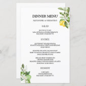 Dîner vert Lemony Menu Mariage (Devant / Derrière)