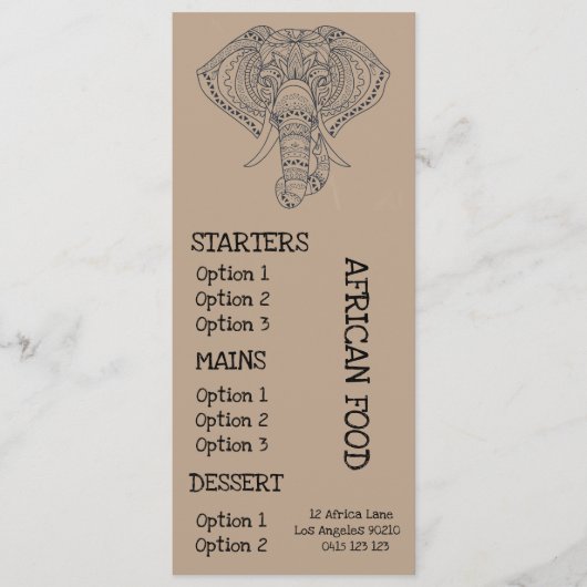 diner voor Afrikaanse restaurants Menu (Voorkant)