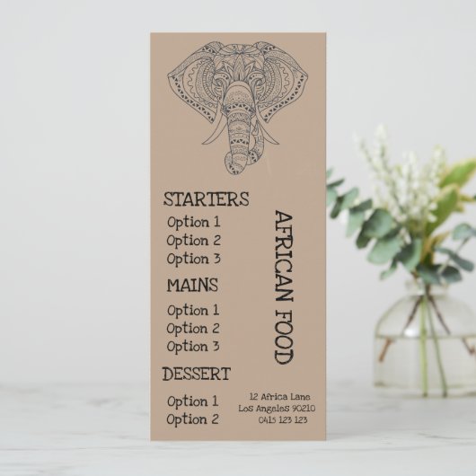 diner voor Afrikaanse restaurants Menu (Staand voorkant)