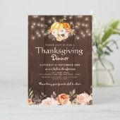 diner waterverf florale Thanksgiving Kaart (Staand voorkant)