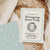 Dîner Whimsy Blue Thanksgiving Invitation