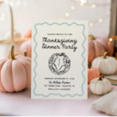 Dîner Whimsy Blue Thanksgiving Invitation
