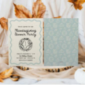 Dîner Whimsy Blue Thanksgiving Invitation