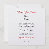 Dinerfeest / Uitnodiging voor speciale gelegenhede (Achterkant)