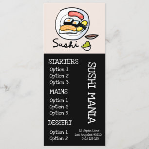 dinermenu van het Japanse restaurant Sushi Menu