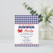 Dinerparty Blauw Gingham & Krab Kaart (Staand voorkant)