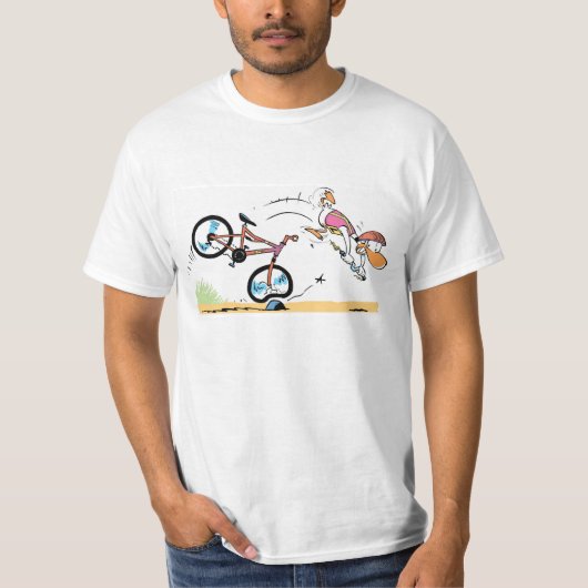 Ding Duck Cycling Crash Cartoon T-Shirt (Voorkant)