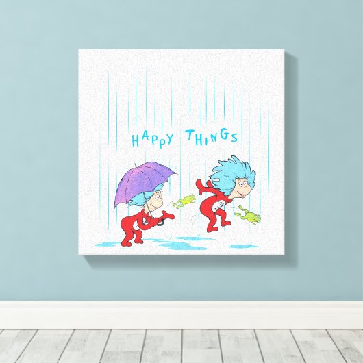 Ding Een Ding Twee Gelukkige Dingen Canvas Afdruk (Insitu (Houten vloer))