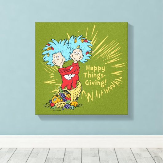 Ding één ding twee gelukkige dingen-geven! canvas afdruk (Insitu (Houten vloer))