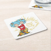 Ding één ding twee gelukkige dingen-geven! vierkante kartonnen onderzetter (Schuin)