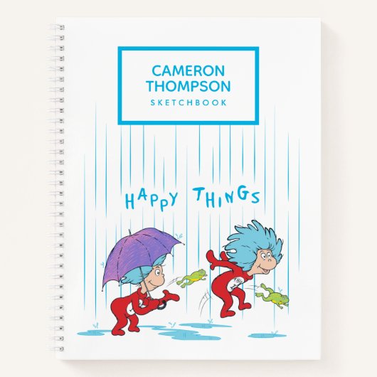 Ding Een Ding Twee Gelukkige Dingen Notitieboek (Voorkant)