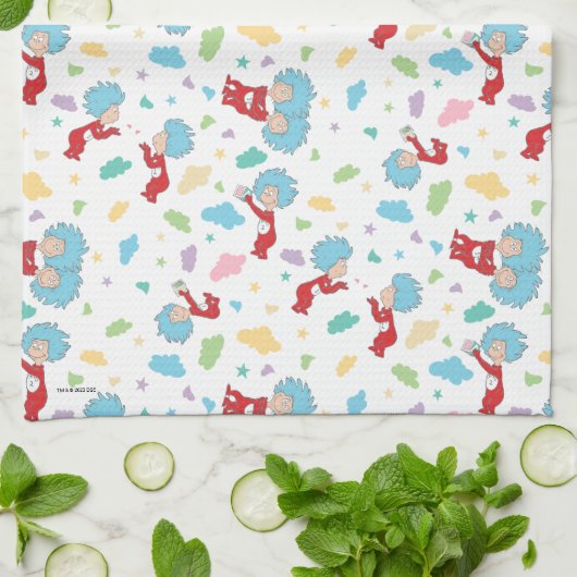 Ding één ding twee lieve dingen patroon theedoek (Gevouwen)