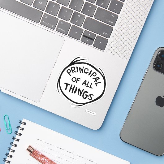 Ding één ding twee - Principal of all things Sticker (Laptop met iPhone)